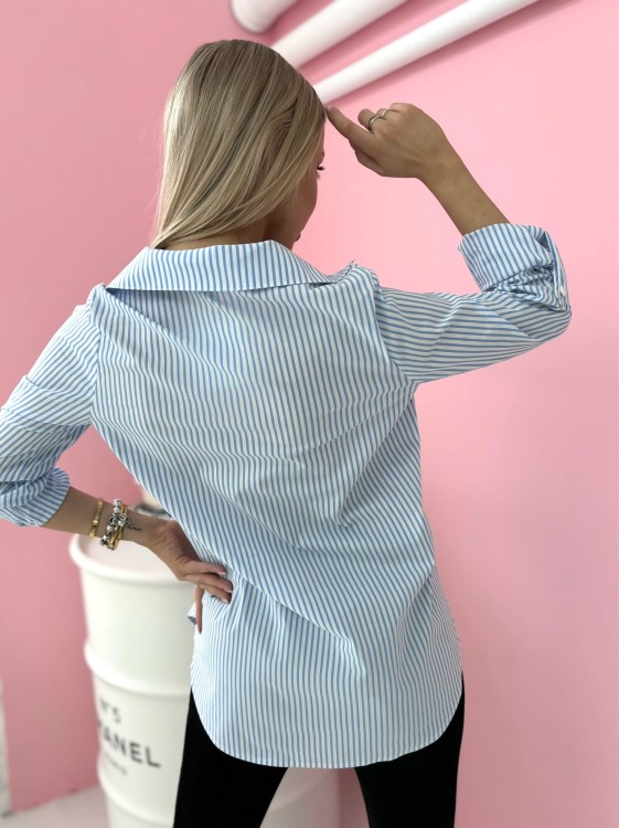 KOSZULA W PASKI NIEBIESKA