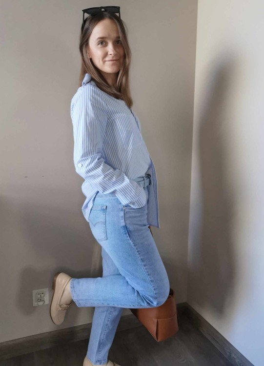 KOSZULA W PASKI NIEBIESKA