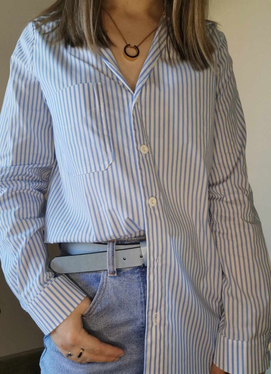 KOSZULA W PASKI NIEBIESKA