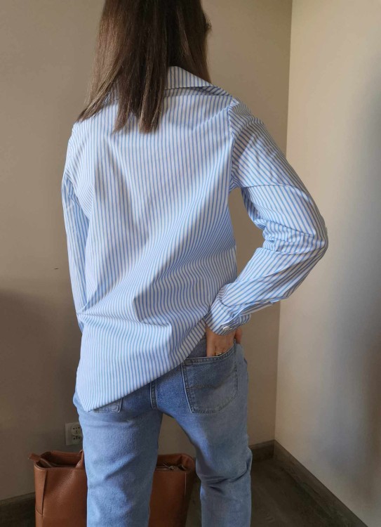 KOSZULA W PASKI NIEBIESKA
