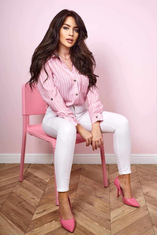 KOSZULA W PASKI RÓŻOWA