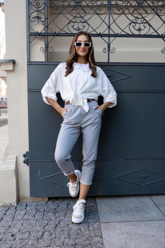 SPODNIE MATERIAŁOWE SZARE