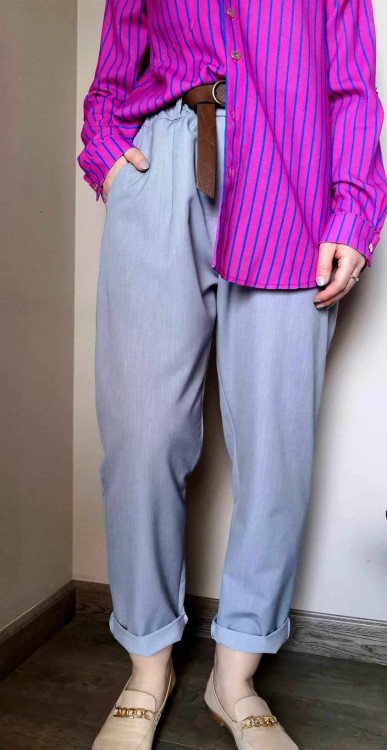 SPODNIE MATERIAŁOWE SZARE