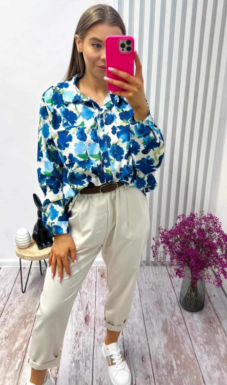 SPODNIE MATERIAŁOWE ECRU