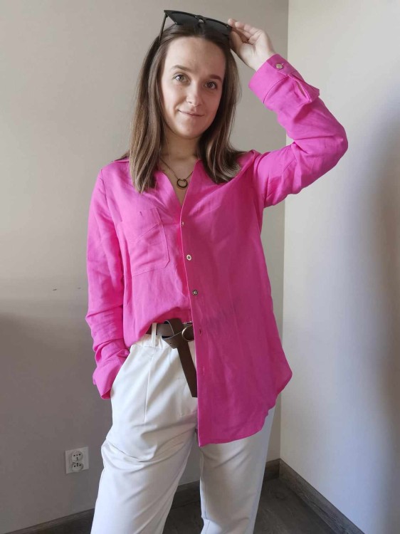 SPODNIE MATERIAŁOWE ECRU