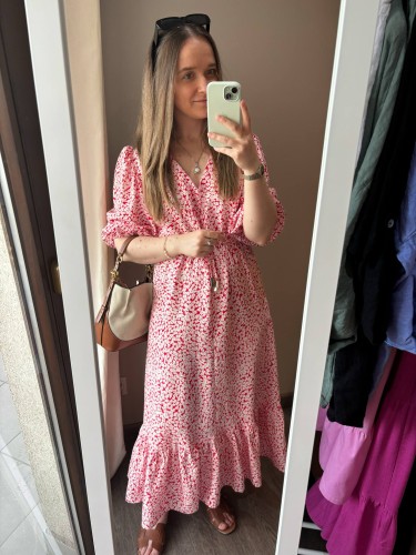 Terrastyll sukienka czerwona, elegancka sukienka na komunię, elegancka sukienka na wesele, elegancka sukienka na chrzciny, sukienka na większe rozmiary, elegancka wiskozowa sukienka na lato