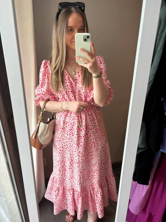 Terrastyll sukienka czerwona, elegancka sukienka na komunię, elegancka sukienka na wesele, elegancka sukienka na chrzciny, sukienka na większe rozmiary, elegancka wiskozowa sukienka na lato