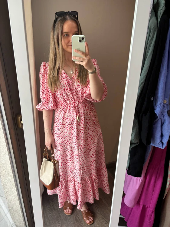 Terrastyll sukienka czerwona, elegancka sukienka na komunię, elegancka sukienka na wesele, elegancka sukienka na chrzciny, sukienka na większe rozmiary, elegancka wiskozowa sukienka na lato