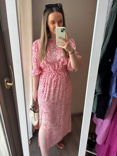 Terrastyll sukienka czerwona, elegancka sukienka na komunię, elegancka sukienka na wesele, elegancka sukienka na chrzciny, sukienka na większe rozmiary, elegancka wiskozowa sukienka na lato