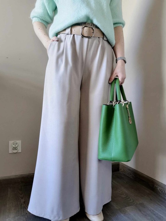 SPODNIE SZEROKIE TAUPE