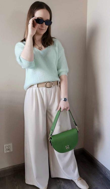 SPODNIE SZEROKIE ECRU