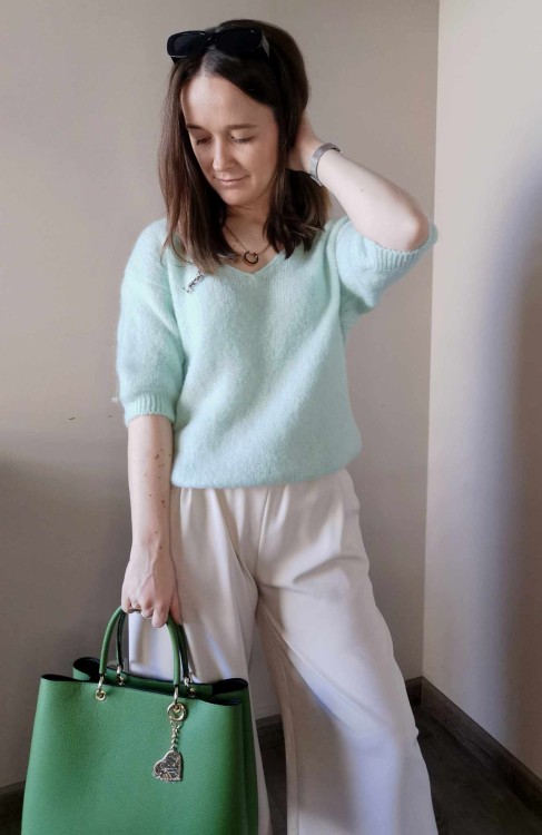 SPODNIE SZEROKIE ECRU