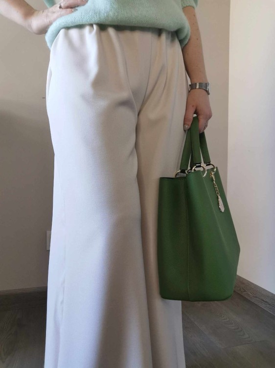 SPODNIE SZEROKIE ECRU