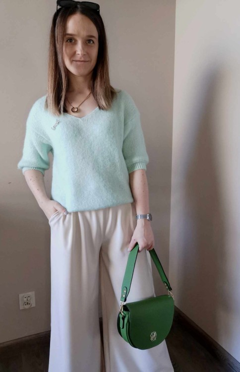 SPODNIE SZEROKIE ECRU