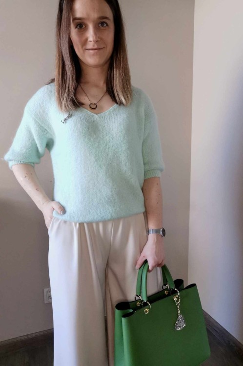 SPODNIE SZEROKIE ECRU