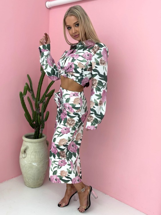 KOMPLET JEANSOWY KWIATY