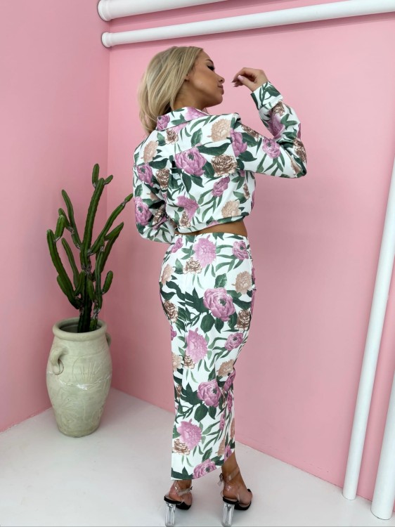 KOMPLET JEANSOWY KWIATY