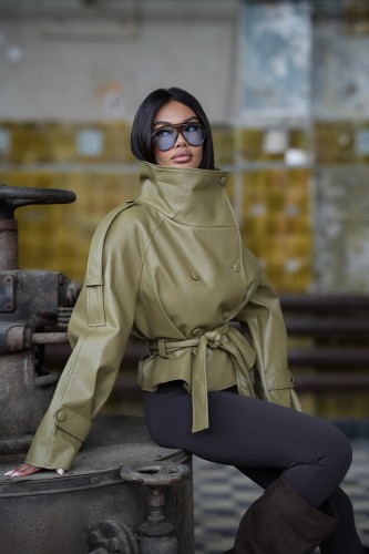 Oliwkowa kurtka damska oversize Slay.