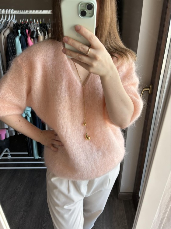 SWETER KID MOHER brzoskwiniowy