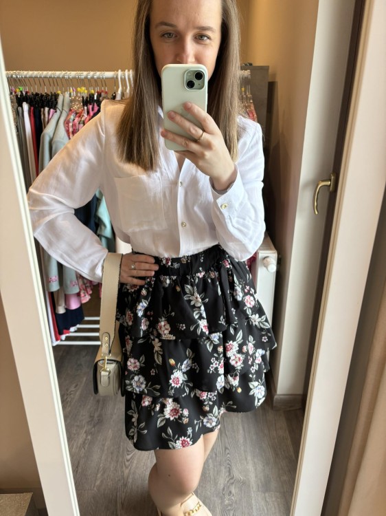 SPÓDNICZKA czarna kwiaty