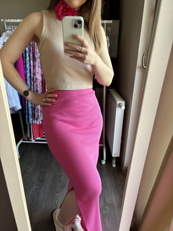 SPÓDNICA maxi różowa