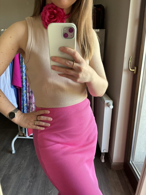 SPÓDNICA maxi różowa