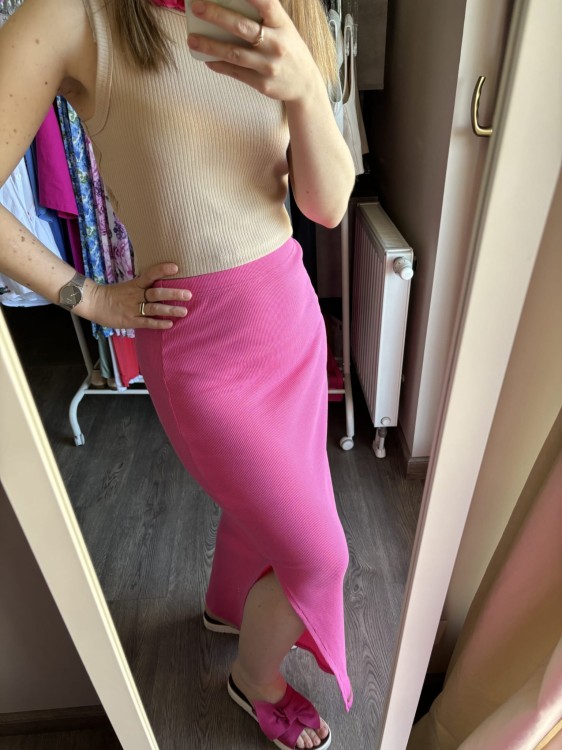 SPÓDNICA maxi różowa