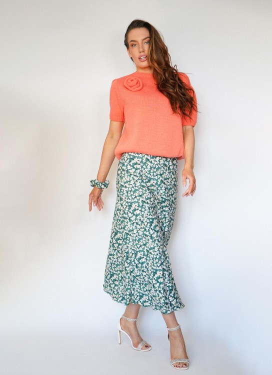 SPÓDNICA kwiaty zielona