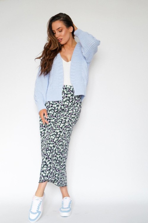 SPÓDNICA czarna kwiaty