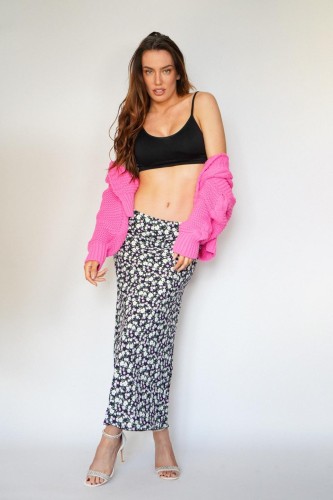 SPÓDNICA czarna kwiaty