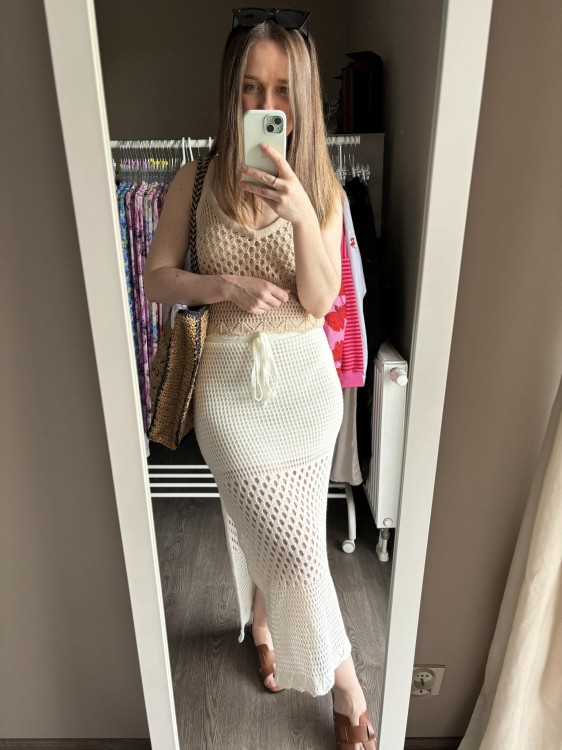 SPÓDNICA ażurowa śmietankowa