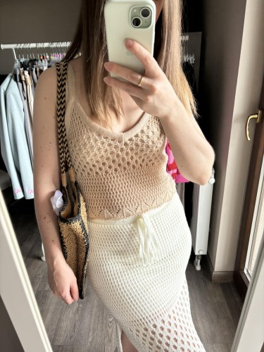 SPÓDNICA ażurowa śmietankowa