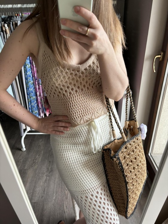 SPÓDNICA ażurowa śmietankowa