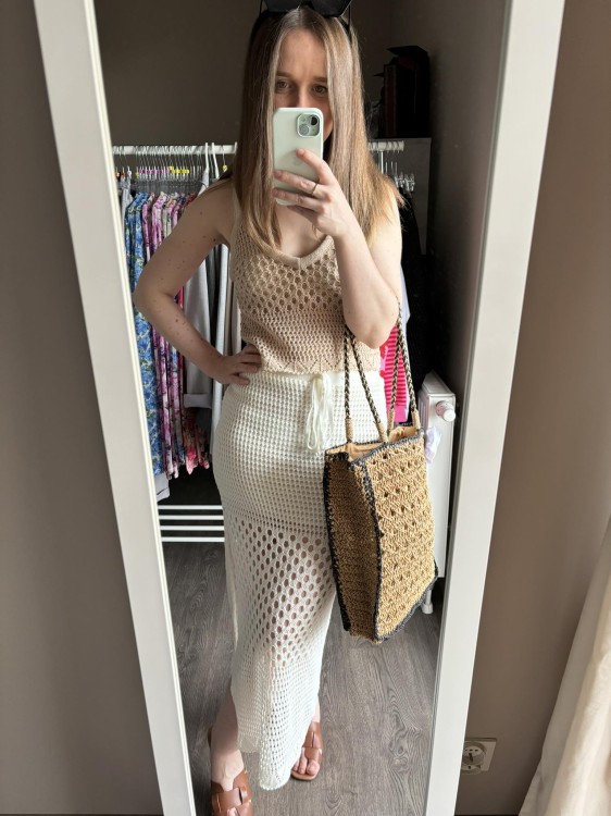 SPÓDNICA ażurowa śmietankowa