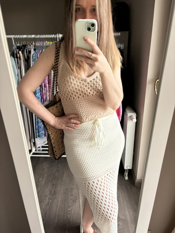 SPÓDNICA ażurowa śmietankowa