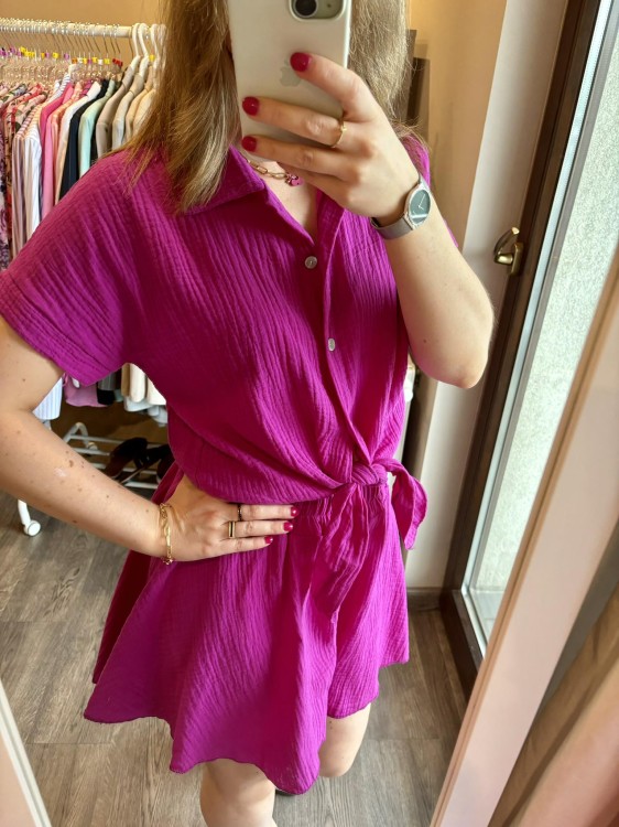 KOMPLET MUŚLINOWY fuksja