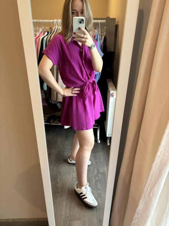 KOMPLET MUŚLINOWY fuksja