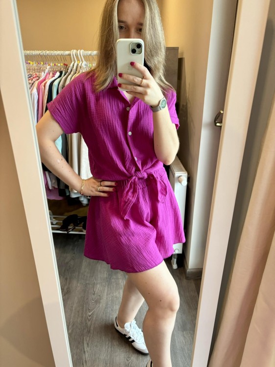 KOMPLET MUŚLINOWY fuksja