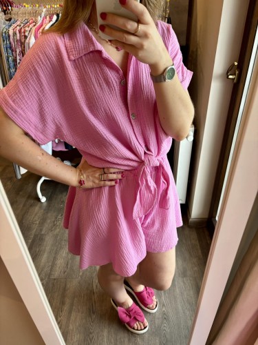 KOMPLET MUŚLINOWY pudrowy róż