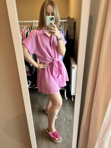 KOMPLET MUŚLINOWY pudrowy róż