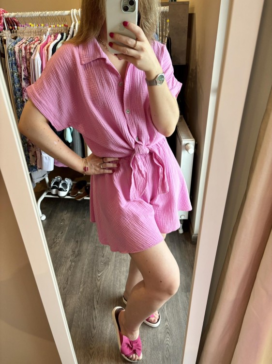 KOMPLET MUŚLINOWY pudrowy róż