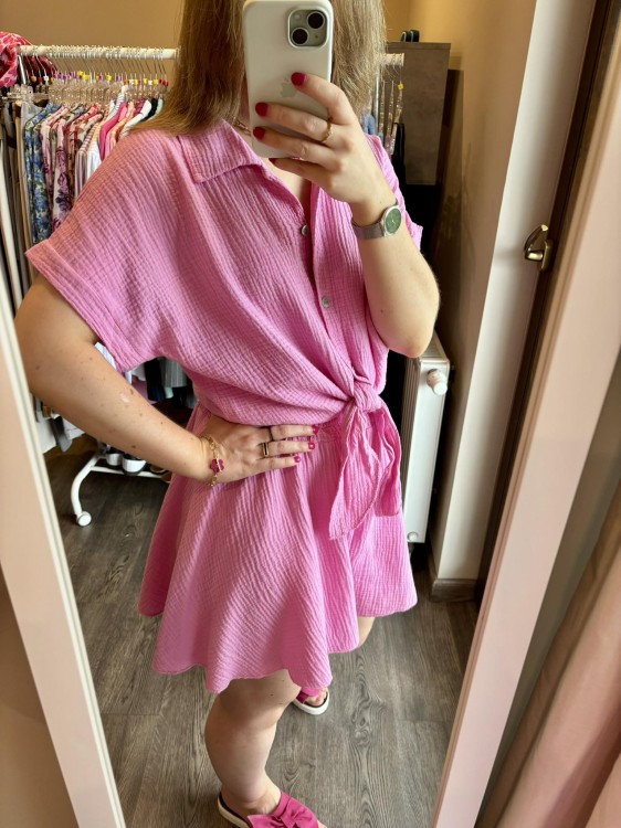 KOMPLET MUŚLINOWY pudrowy róż