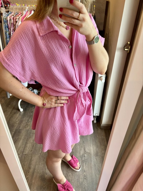 KOMPLET MUŚLINOWY pudrowy róż