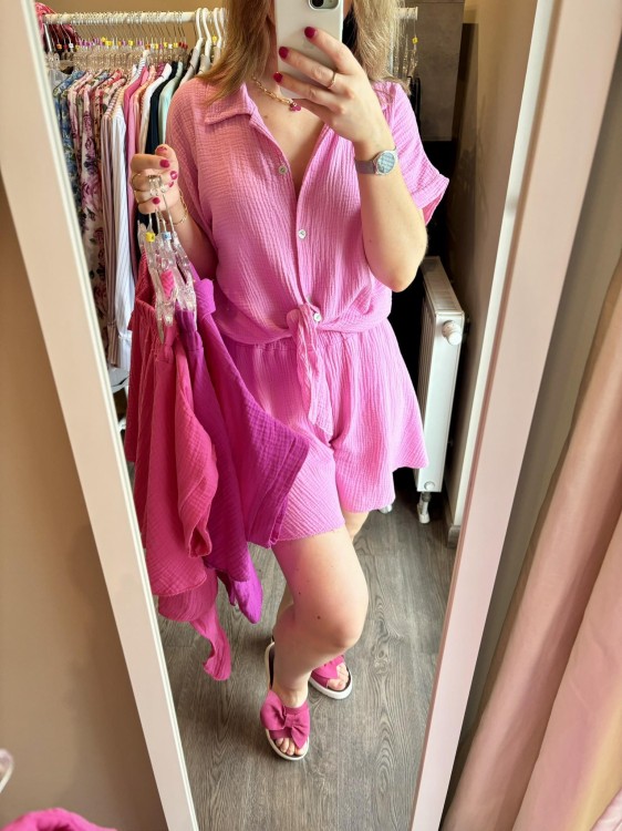 KOMPLET MUŚLINOWY pudrowy róż