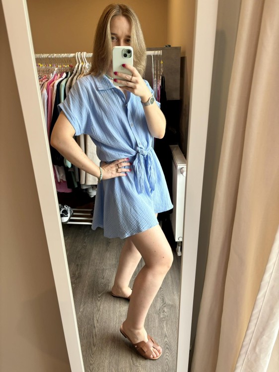 KOMPLET MUŚLINOWY baby blue