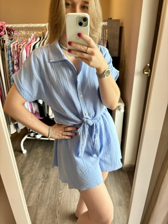 KOMPLET MUŚLINOWY baby blue