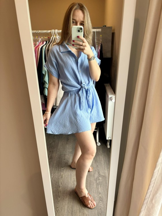 KOMPLET MUŚLINOWY baby blue