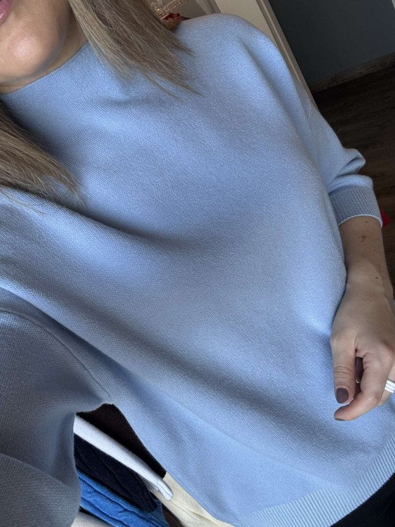 sweter dolce piccante, sweter biały, półgolf, sweter wiskozowy