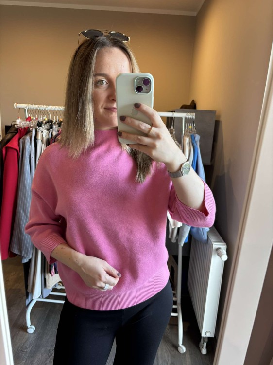 sweter dolce piccante, sweter biały, półgolf, sweter wiskozowy