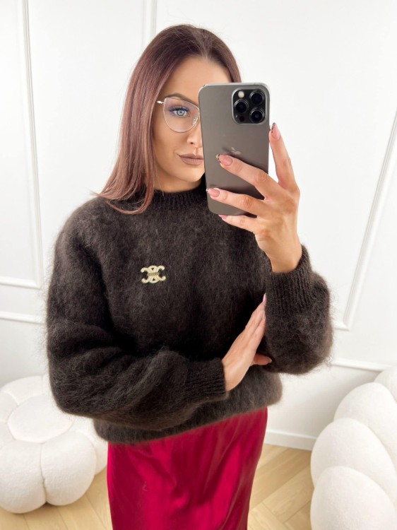 sweter, kid moher, sweter kid moher, kid mohair, mohair, sweter moherowy, czekolada, czekoladowy sweter, sweter czekoladowy